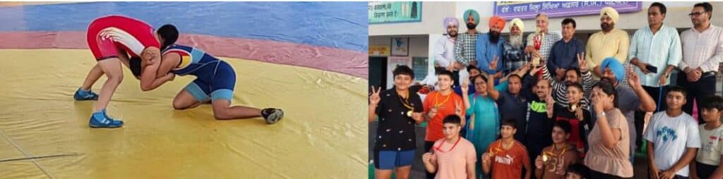 ਕੁਸ਼ਤੀ ਫ੍ਰੀ ਸਟਾਇਲ ਅੰਡਰ 17 ਸਾਲ ਉਮਰ ਗੁੱਟ ਕੁੜੀਆਂ ਦੇ 40 ਕਿਲੋਗ੍ਰਾਮ ਤੋਂ ਲੈ ਕੇ ਓਪਨ ਤੱਕ 220 ਦੇ ਕਰੀਬ ਪਹਿਲਵਾਨਾਂ ਨੇ ਭਾਗ ਲਿਆ